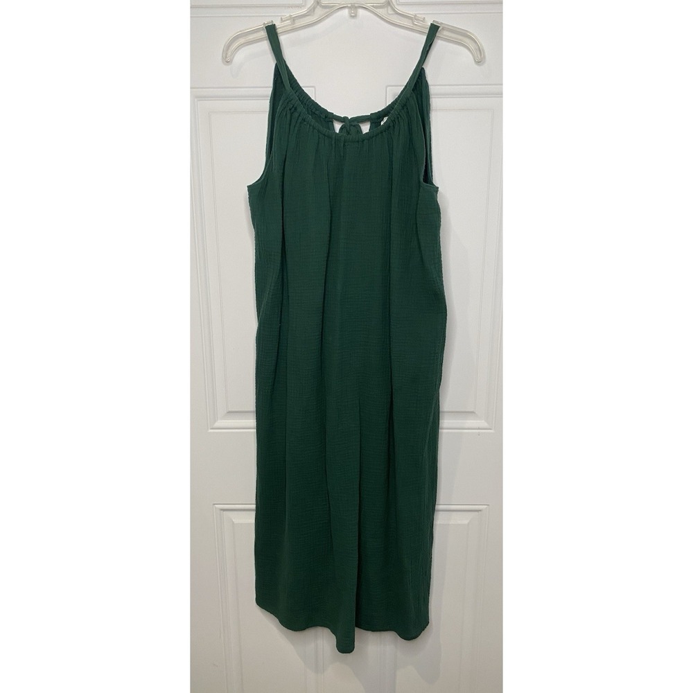Kona Sol Dress S / M Gauze Tie Strap Sleeveless Casual Green Midi Green Coverup